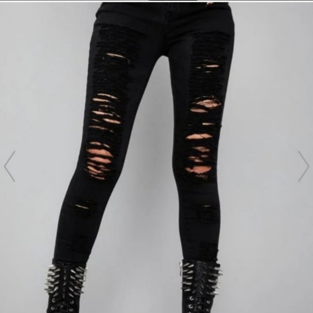 Black Distressed Skinny Jeans